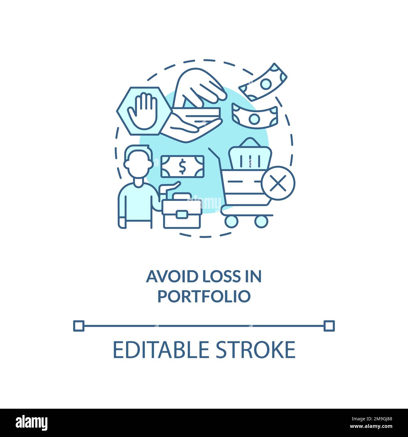 Avoid loss in portfolio turquoise concept icon Stock Vector