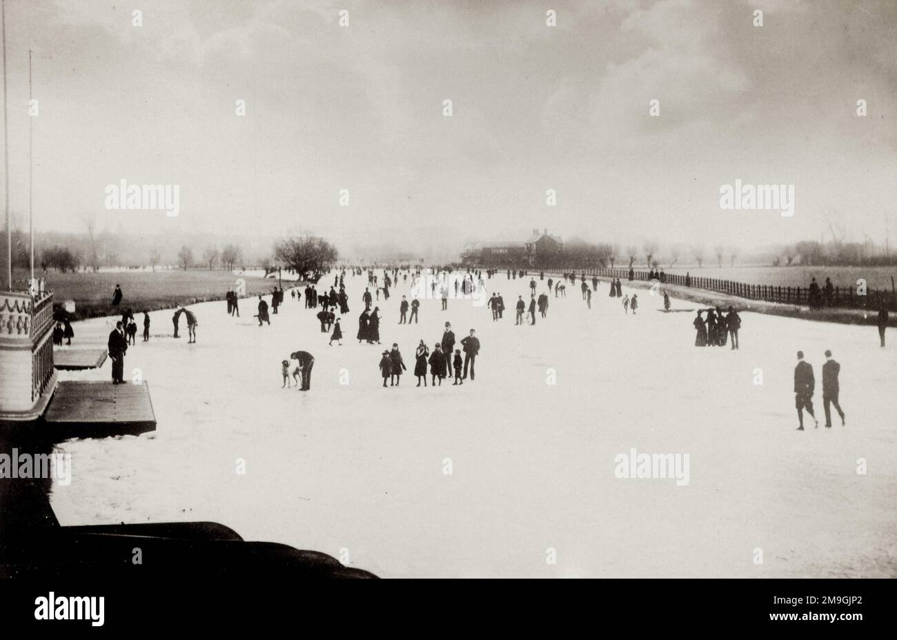 Vintage 19th c. photo - River Thames, Isis, frozen in Oxford, 1891 Stock Photo