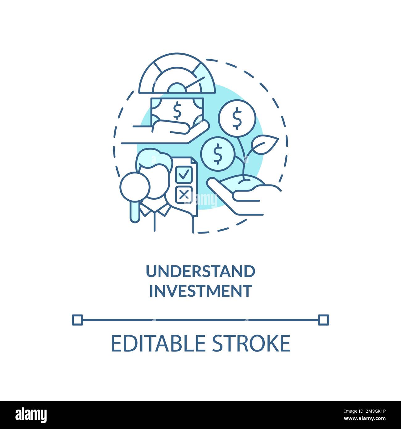 Understand investment turquoise concept icon Stock Vector