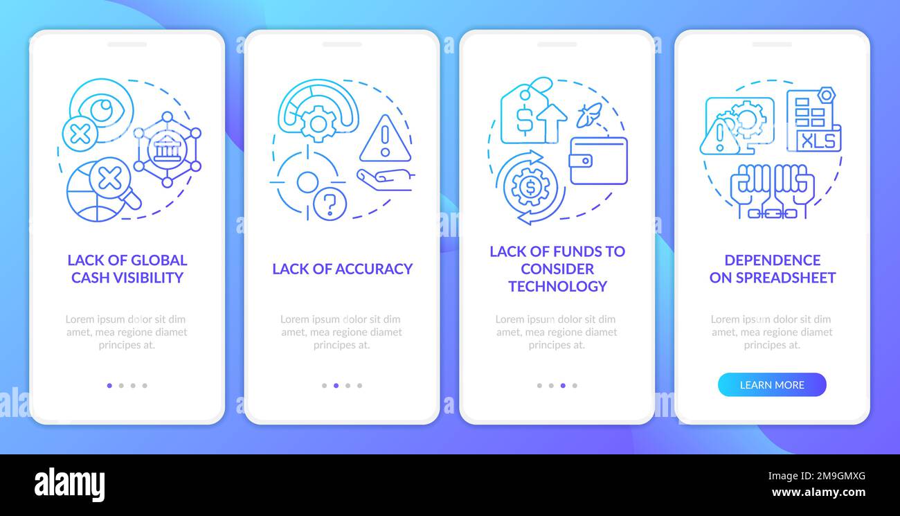 Challenges faced by treasurer blue gradient onboarding mobile app ...
