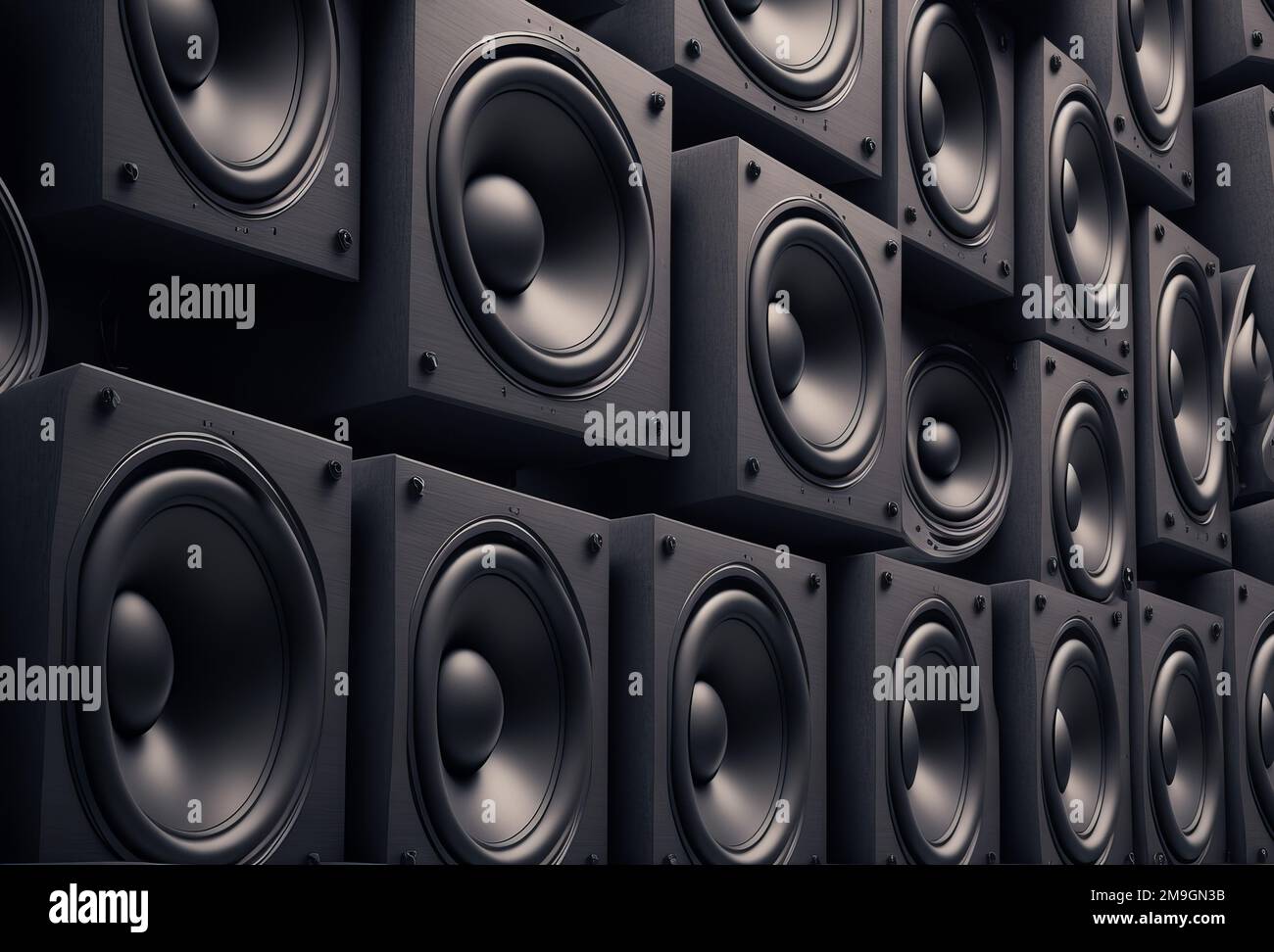 A large stack of music audio speakers. Generative ai Stock Photo Alamy