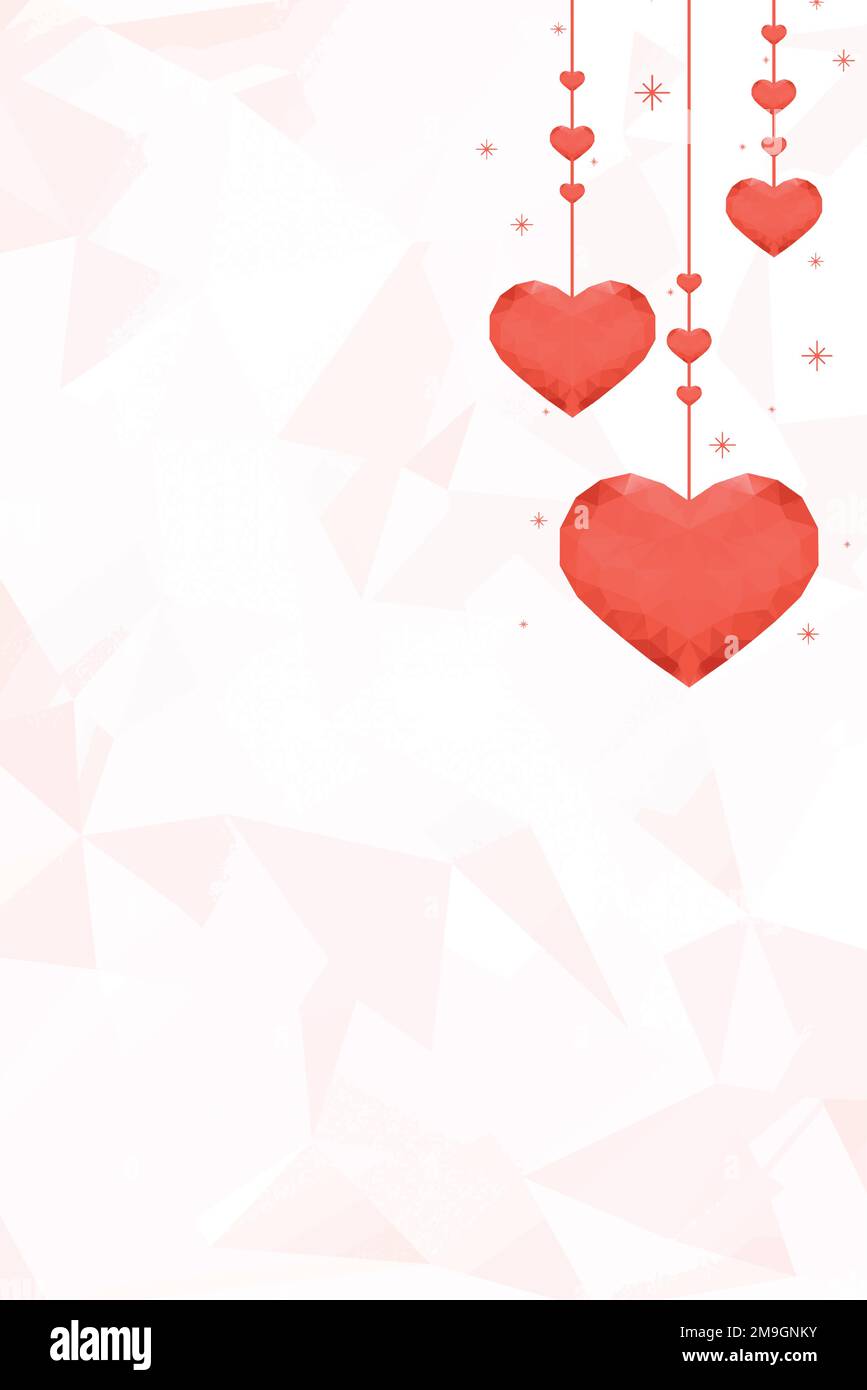 Vector hanging orange hearts background prism pattern Stock Vector