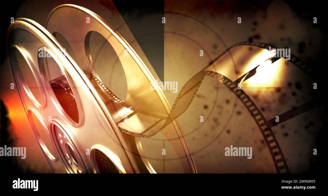 Film rolling out of a film reel Stock Photo Alamy