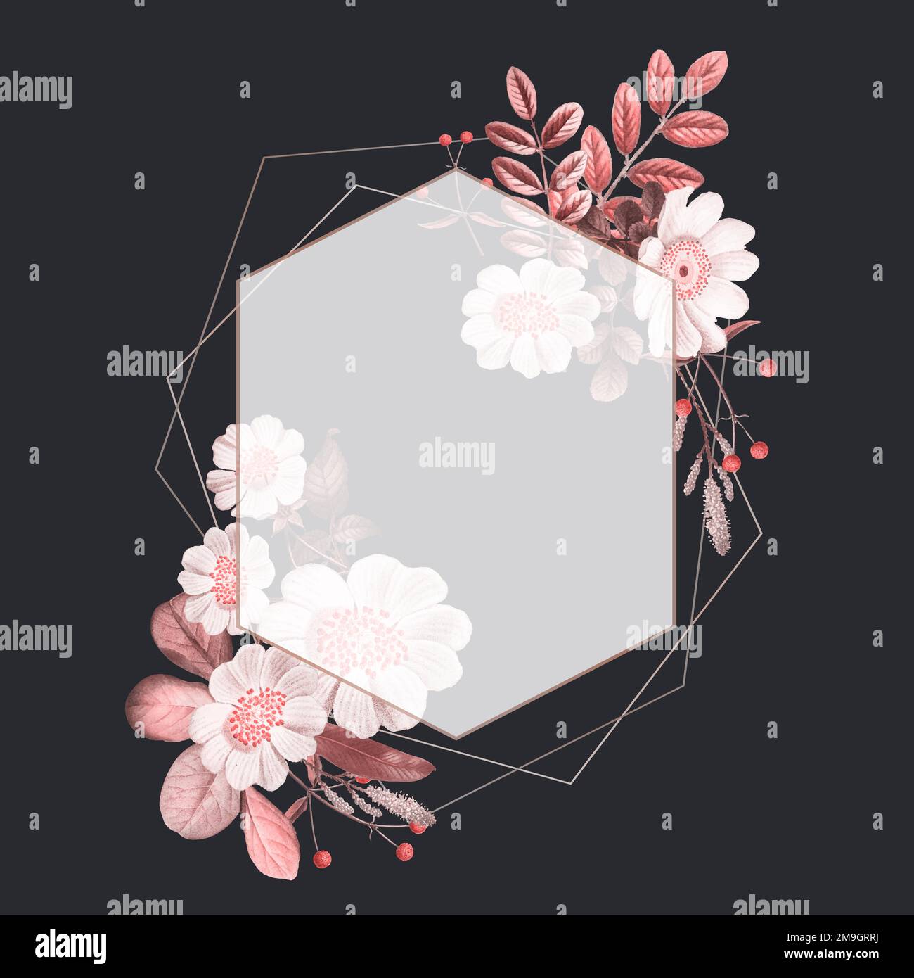 Flower and fruit decorated frame vector Stock Vector