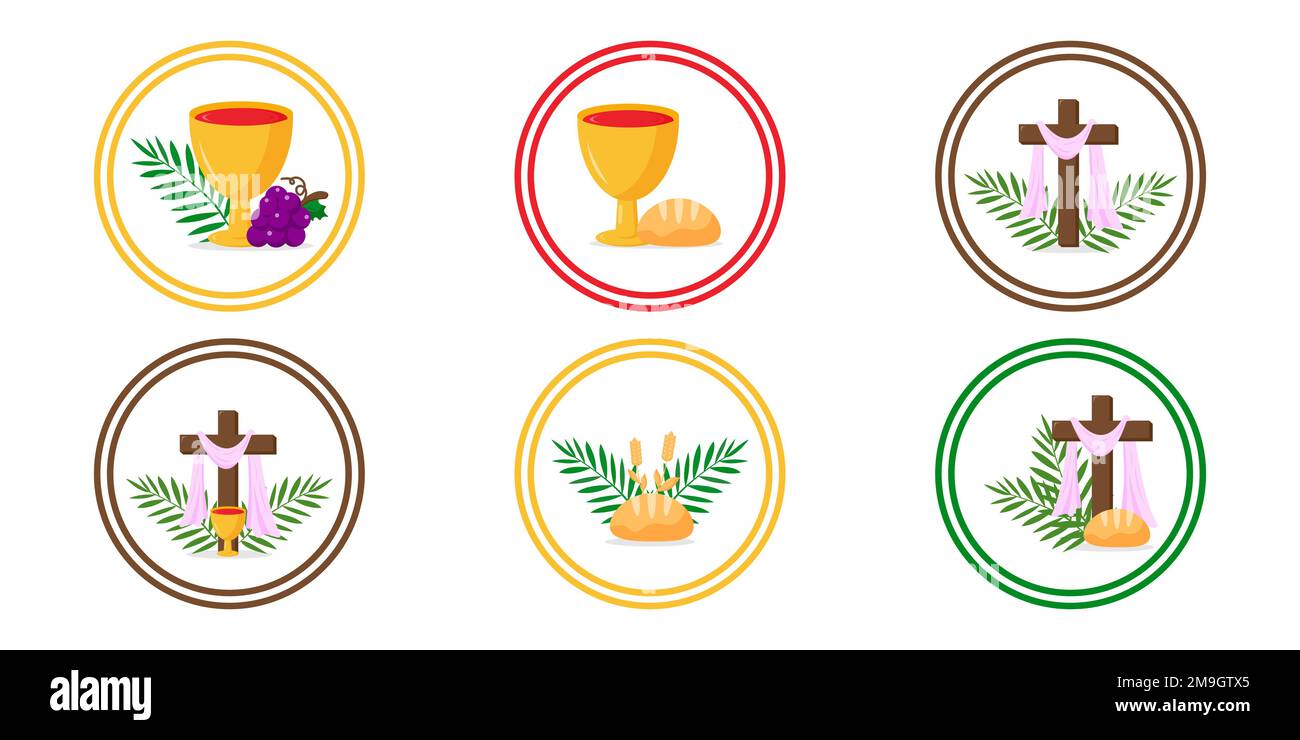Set of Holy week round icons vector illustration graphic design