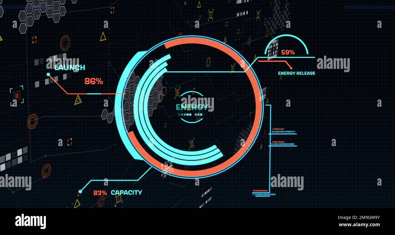 Image of data processing round scope scanning over stock market on ...