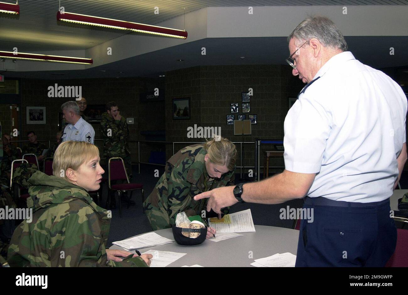 Holding a mass meeting in the Dining Facility at Stewart Air National ...