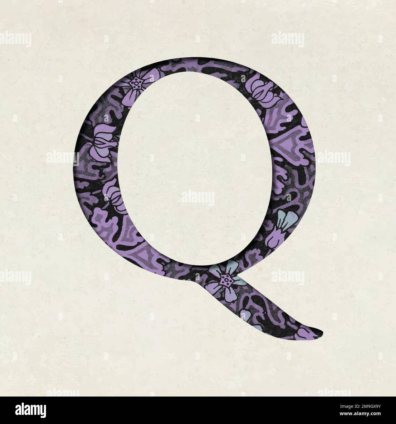 Vintage purple vector letter Q typography Stock Vector