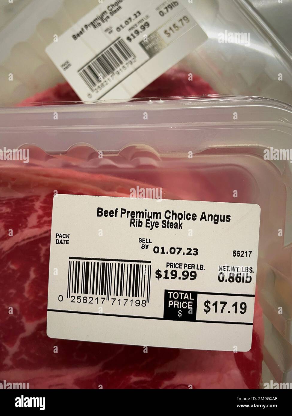 Packages of beef cuts on Sale in a New York City Supermarket, USA, 2023