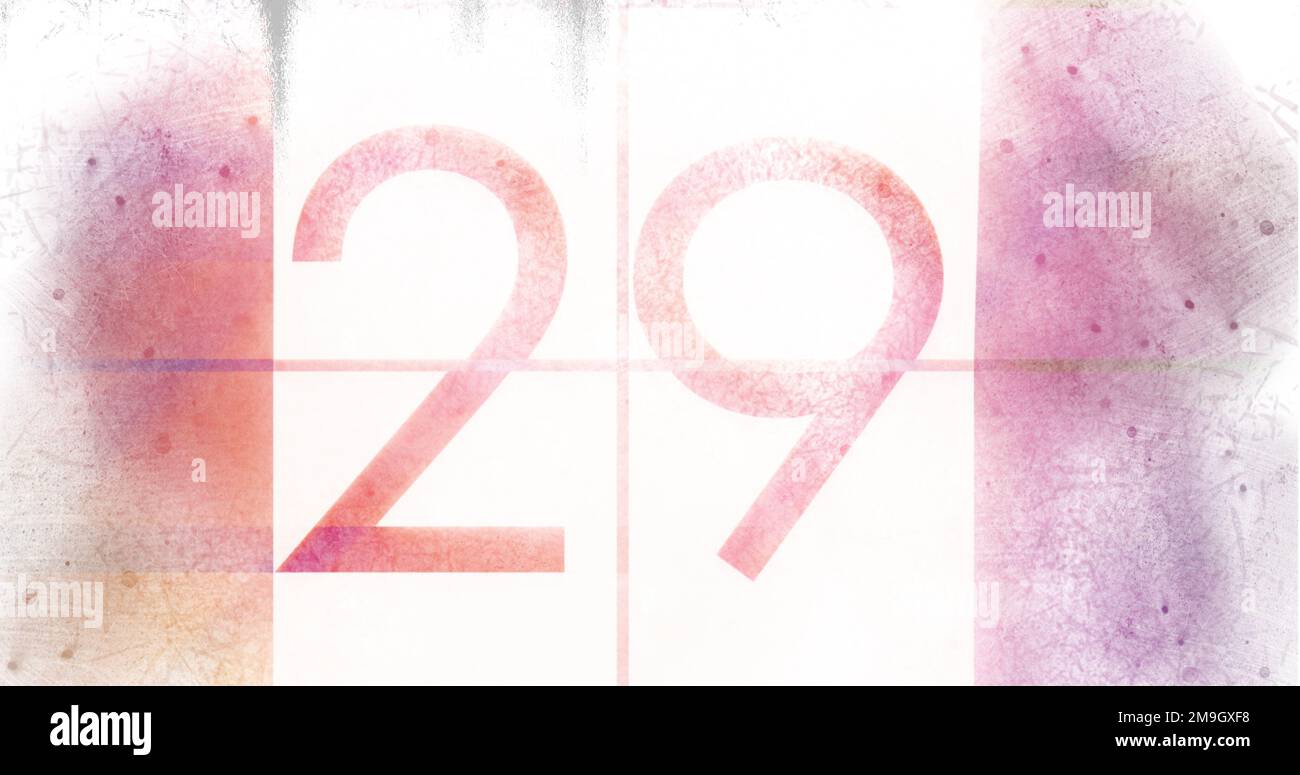 Image of number 29 on pink distressed background Stock Photo