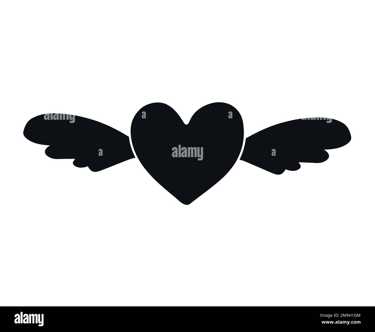 Vector hand drawn doodle sketch heart with wings isolated on white ...