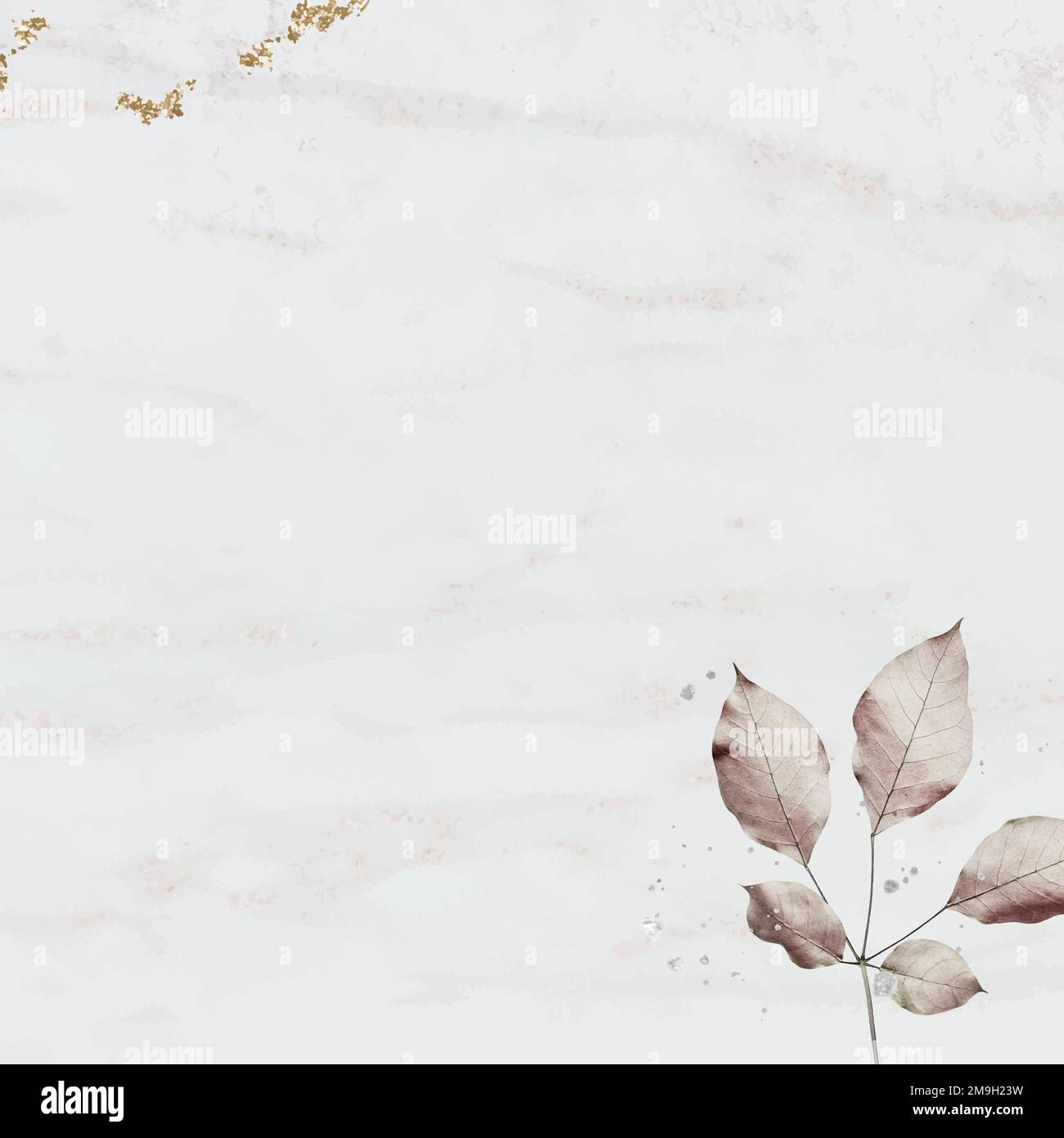 Pink leaf pattern on marble textured background Stock Vector