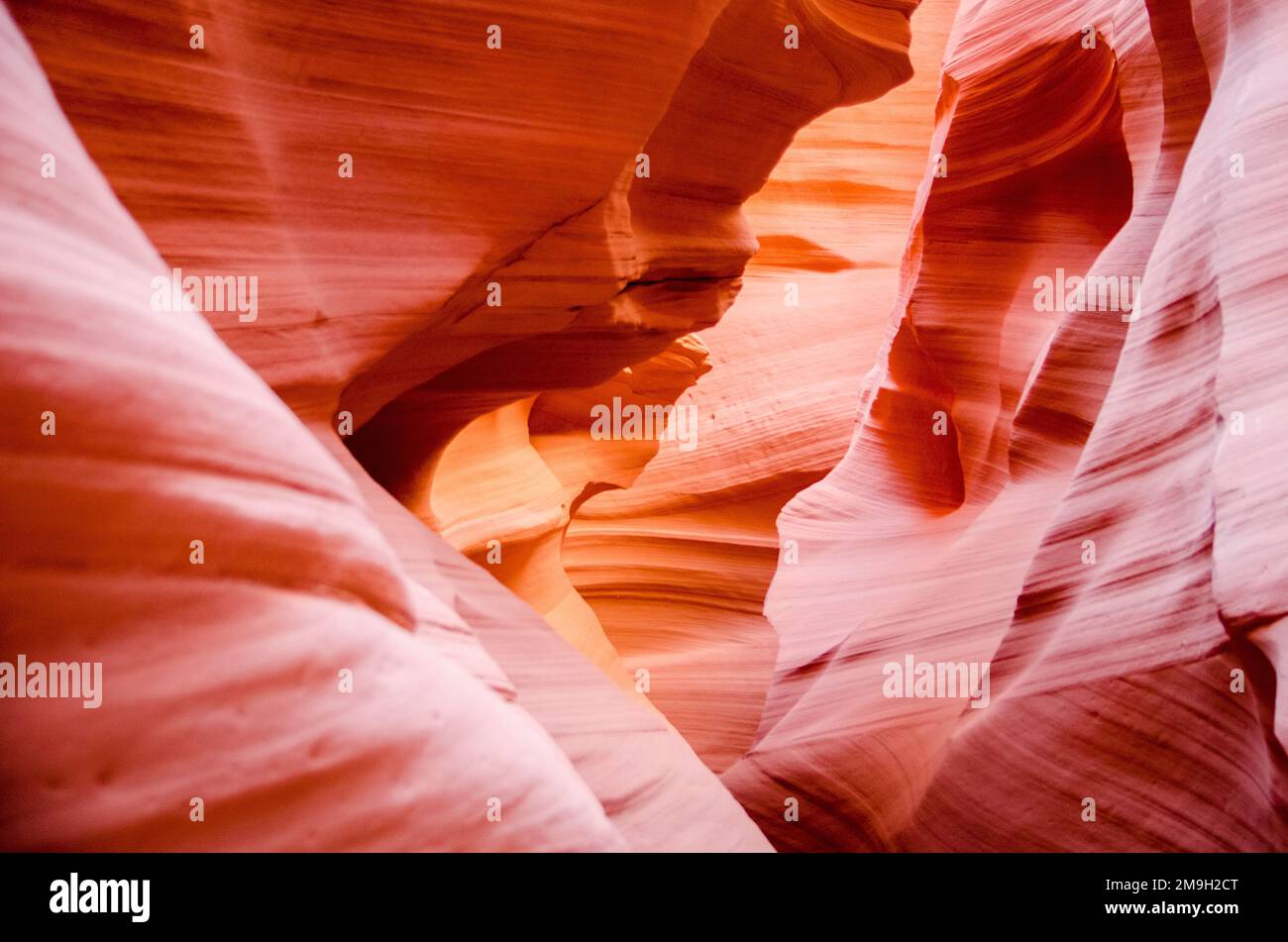 The beautifully smooth and red sandstone walls of Antelope Canyon in Arizona, USA Stock Photo