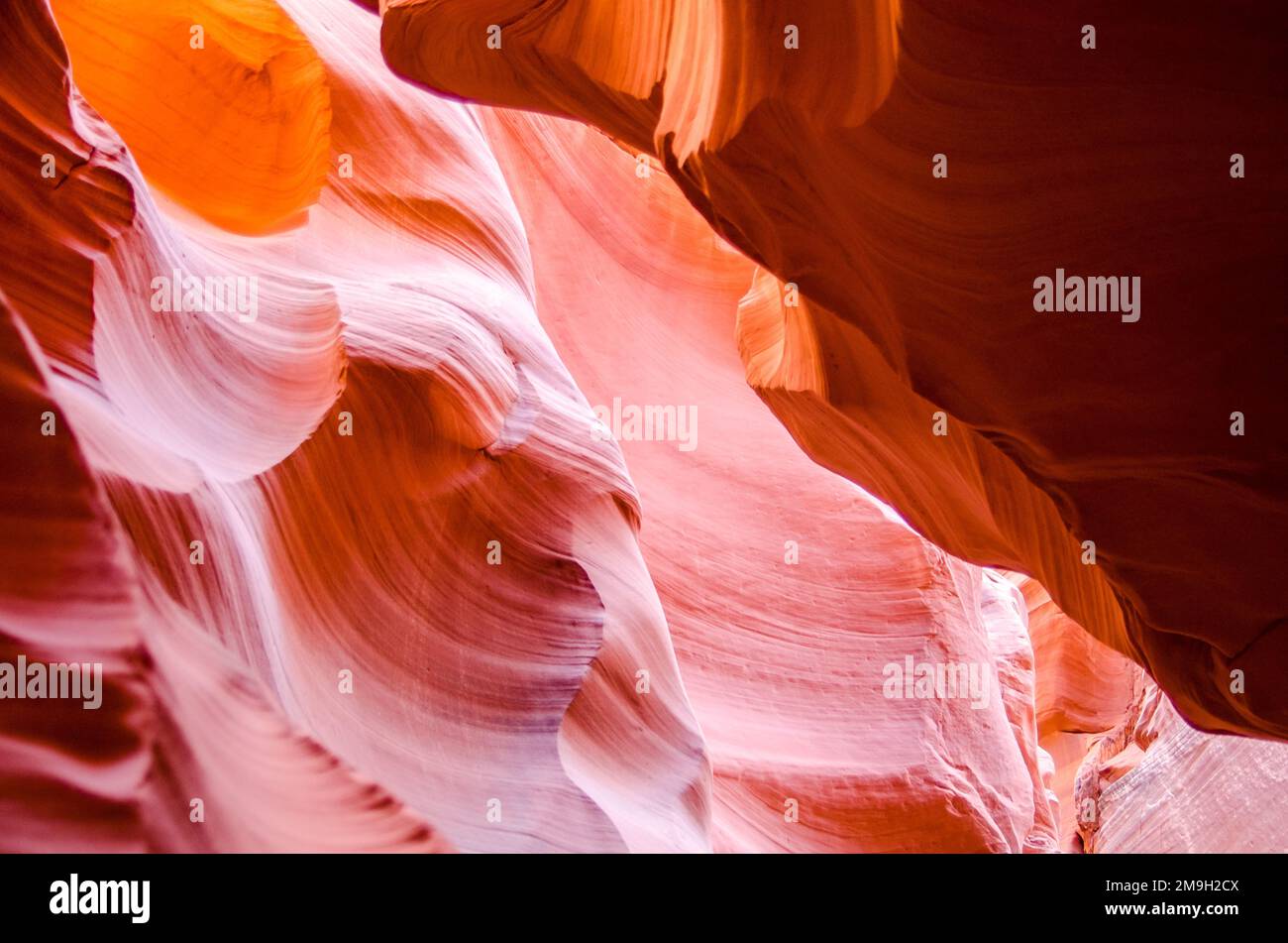 The beautifully smooth and red sandstone walls of Antelope Canyon in Arizona, USA Stock Photo