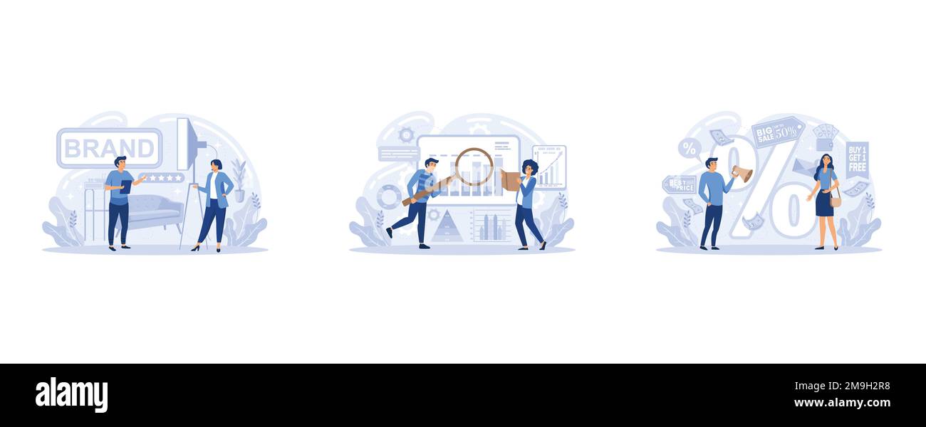 Company branding creation. Team build new brand. Promotion campaign