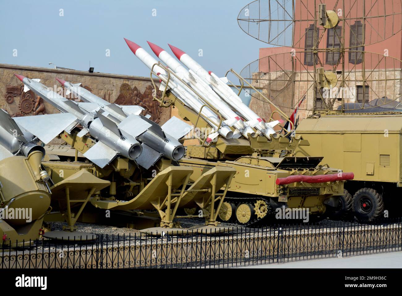 Cairo, Egypt, January 7 2023: old missiles and aircraft that used in October 1973 war from the Egyptian national military museum in Cairo citadel, off Stock Photo