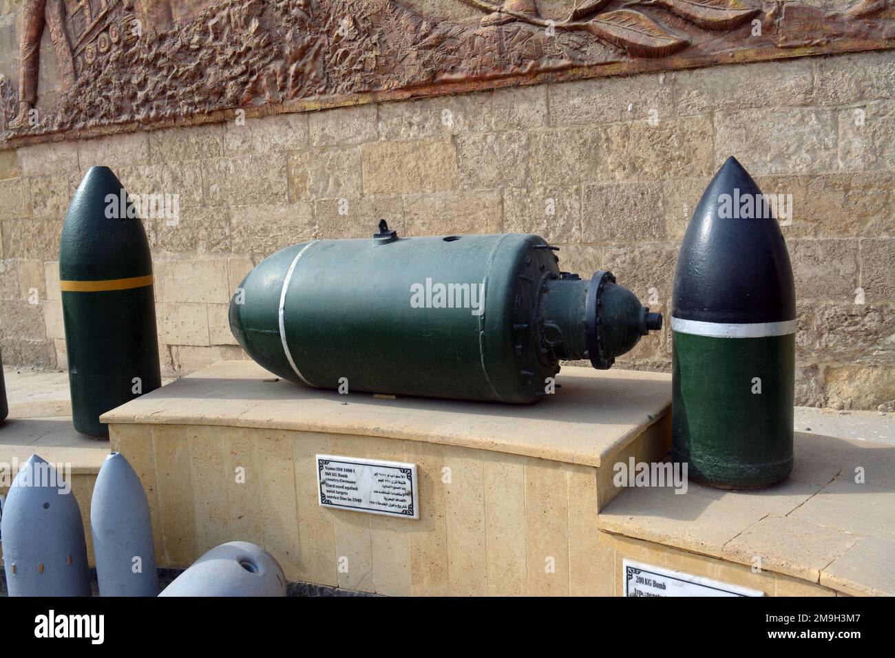 Cairo, Egypt, January 7 2023 Bombs of different types and sizes