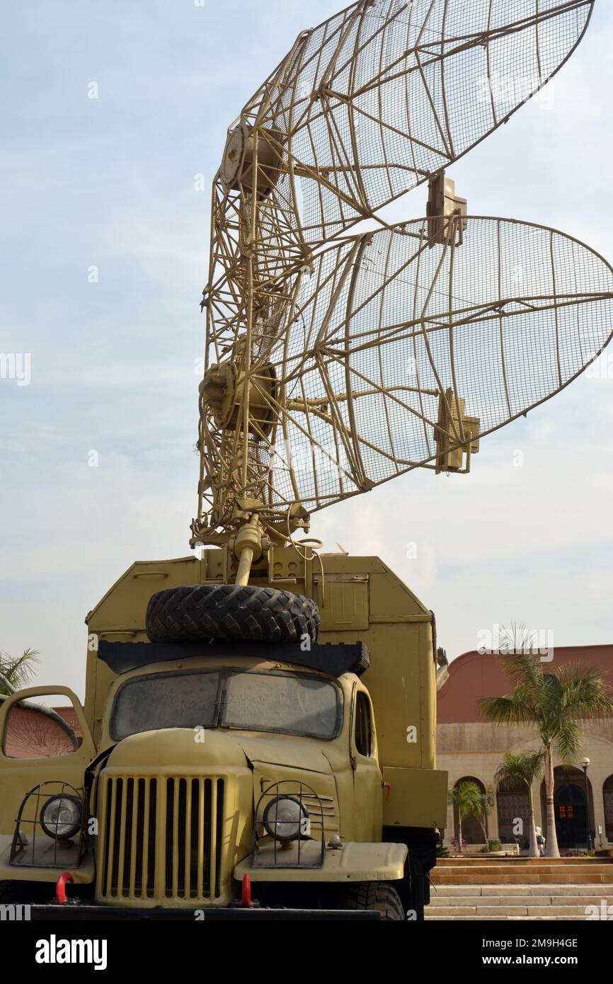 Cairo, Egypt, January 7 2023: Old vintage retro USSR Russian P-15 radar Soviet Union range 150 KM from the Egyptian national military museum in Cairo Stock Photo