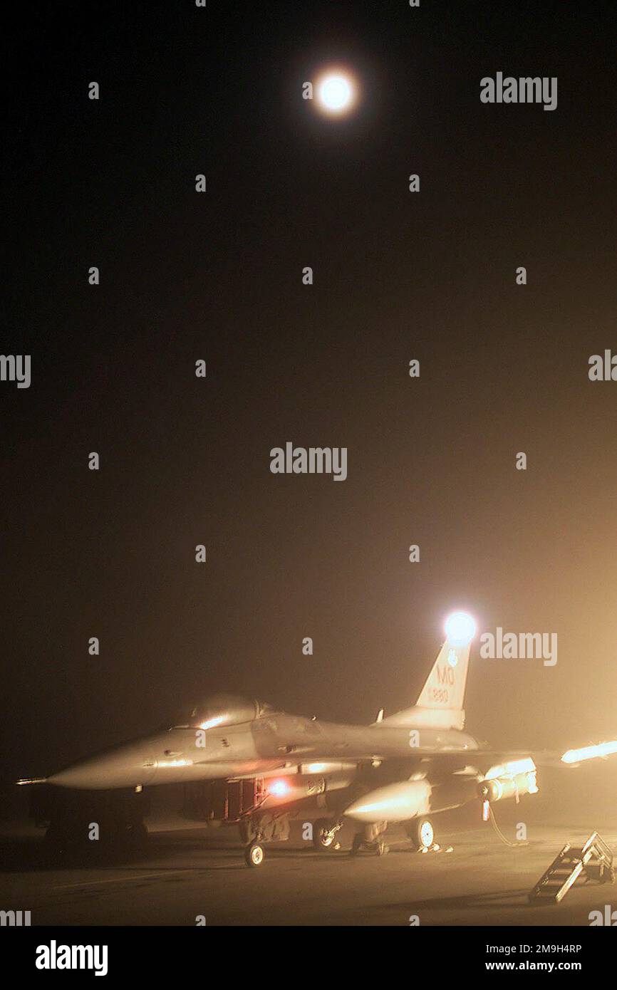 An F-16 Falcon, deployed to a base at a forward location, in support of ...