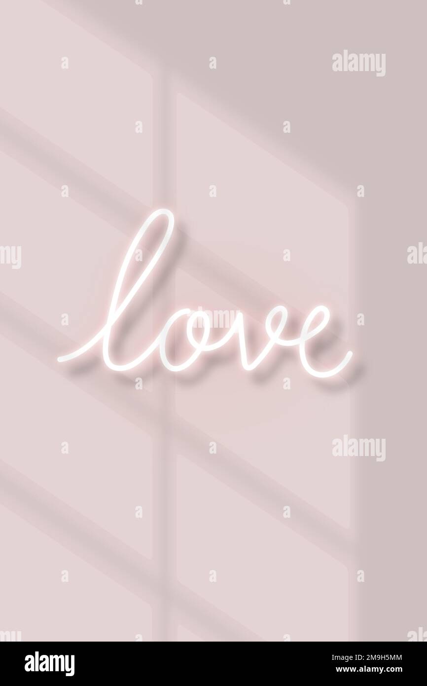 Love neon text with natural light vector Stock Vector