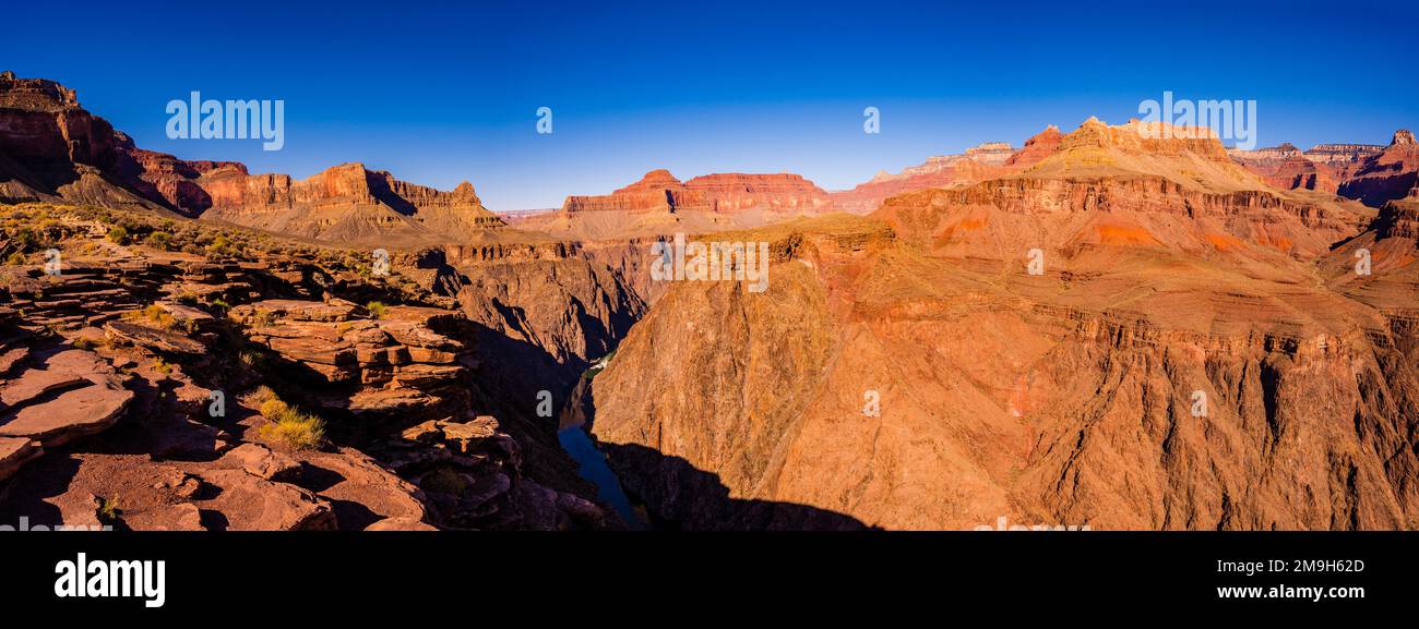 Colorado River from Plateau Point, Bright Angel Trail, South Rim, Grand Canyon National Park, Arizona, USA Stock Photo
