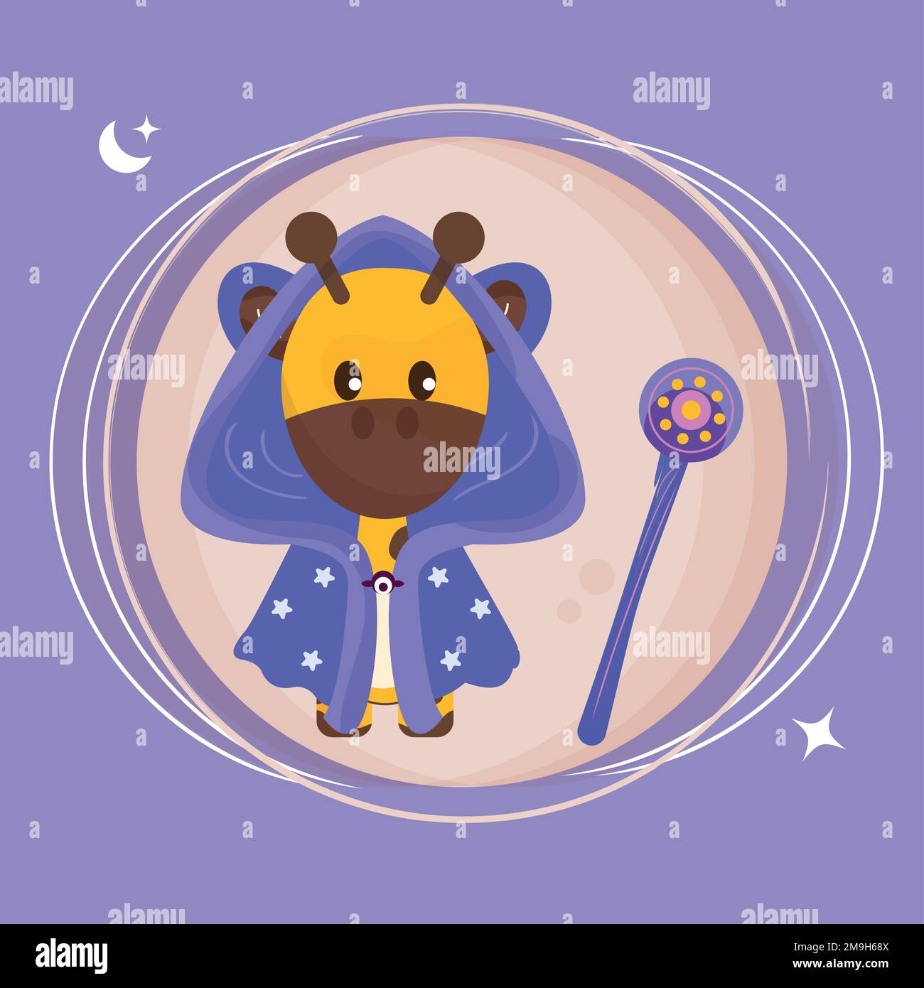 Isolated cute giraffe on wizard costume Vector Stock Vector