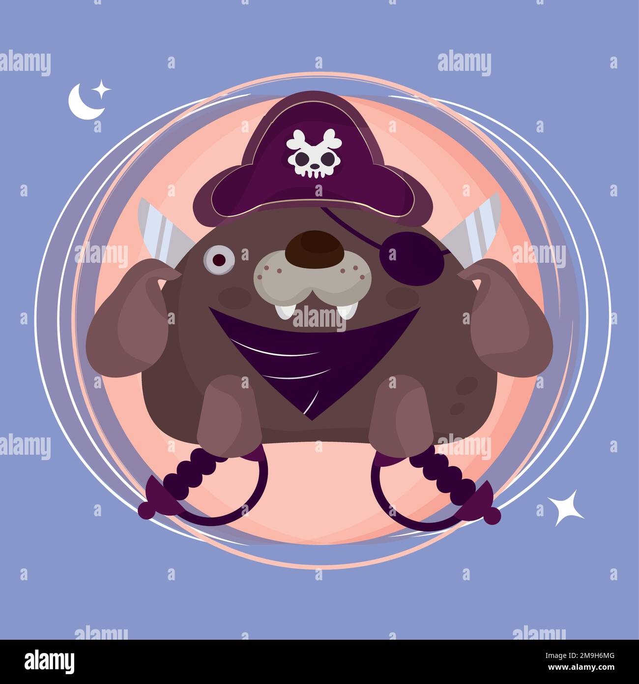 Isolated cute sea lion on pirate costume Vector Stock Vector Image