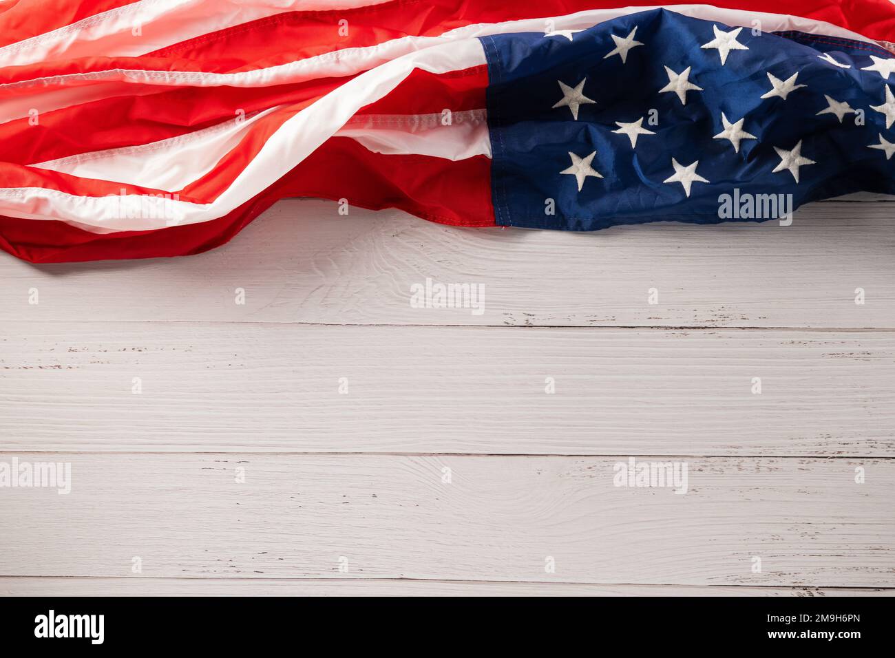 USA flag for Memorial day on abstract white wood background Stock Photo ...