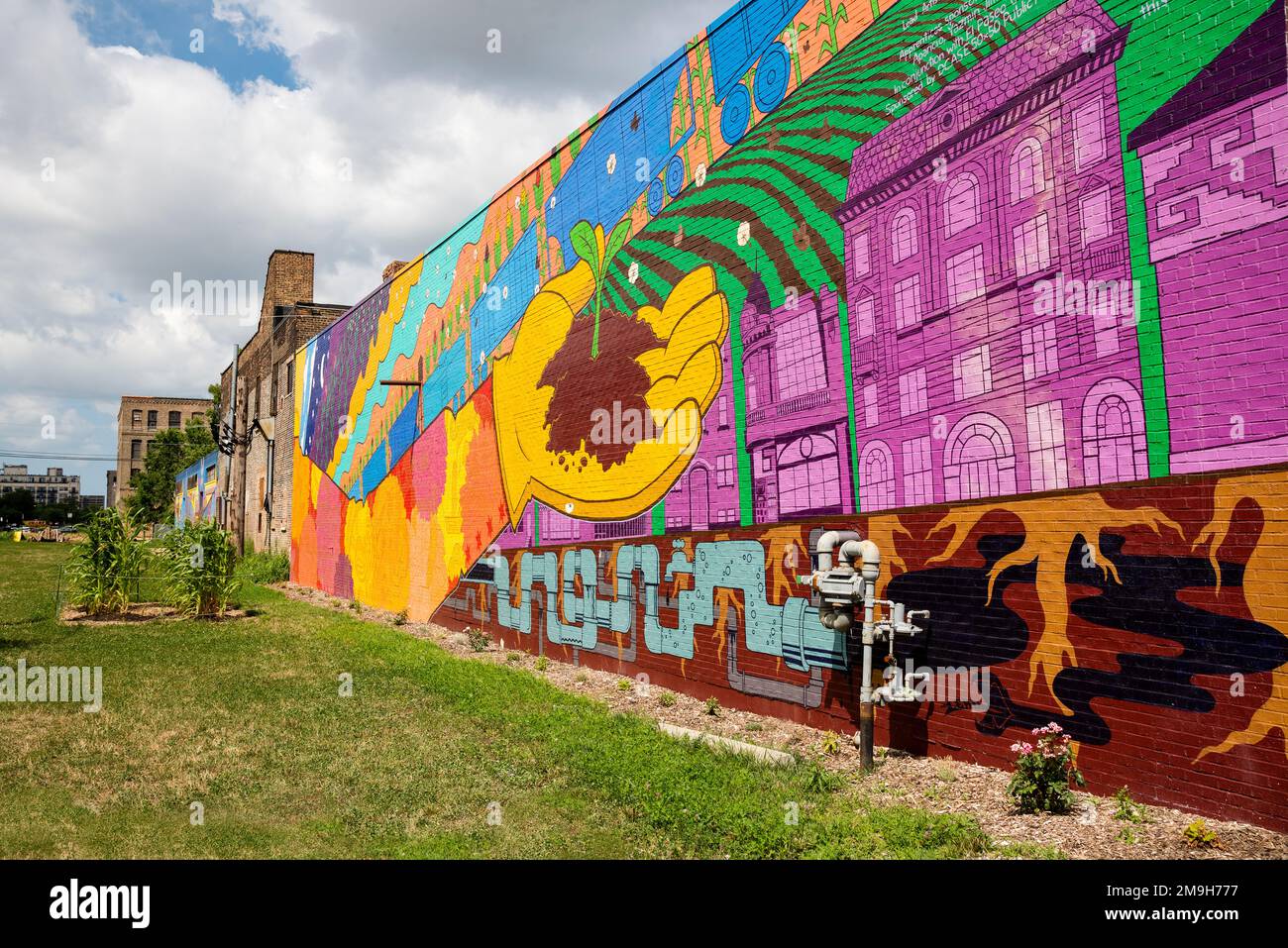 View of colorful mural, Chicago, Illinois, USA Stock Photo