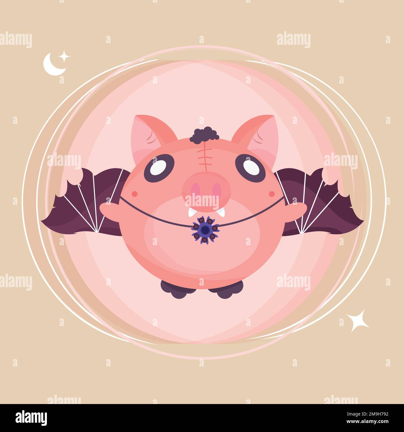 Isolated cute pig on a vampire costume Vector Stock Vector Image & Art