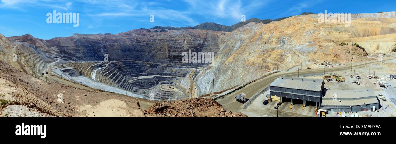 Panorama of Bingham Canyon open pit mine in Utah. Stock Photo
