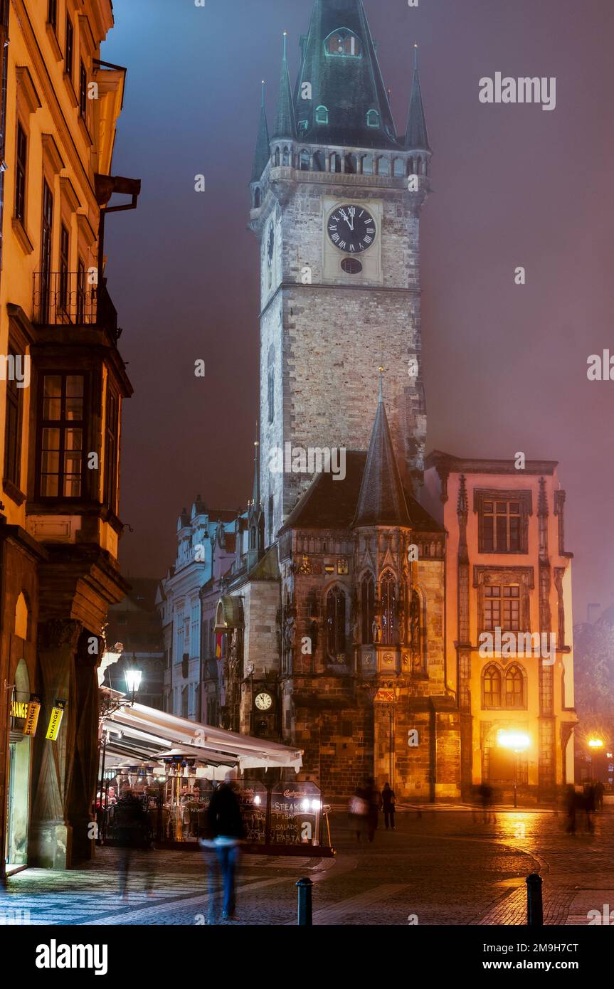 Old Town Hall Tower at night, Prague, Czech Republic Stock Photo