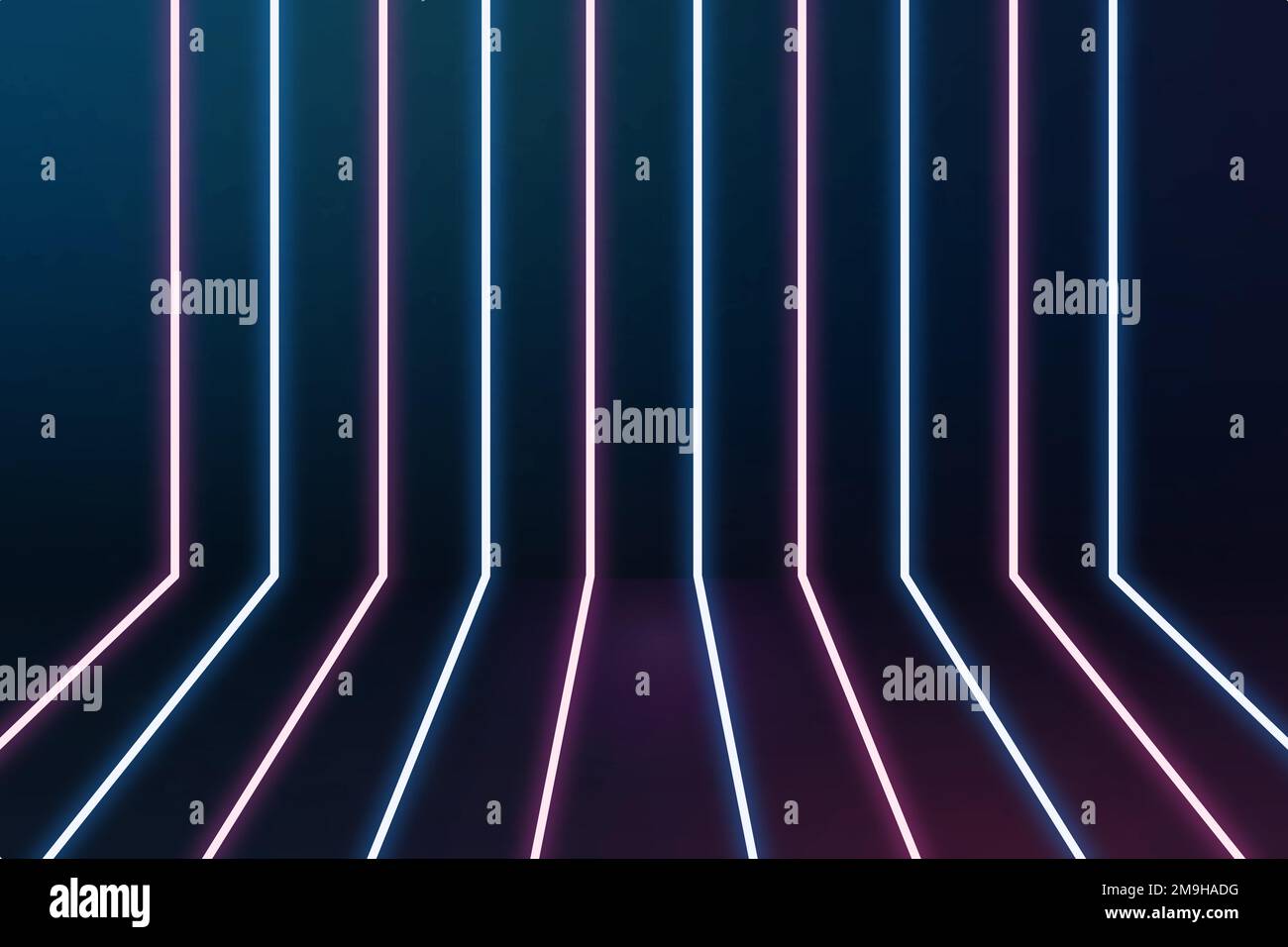 Glowing blue and pink neon lines patterned background Stock Vector