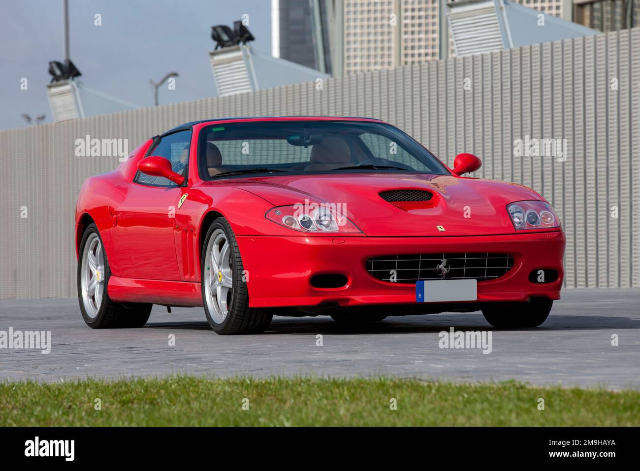Front view of red Ferrari 575M Superamerica convertible sports car Stock Photo