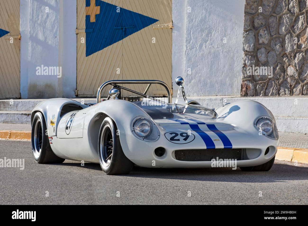 Lola T70 MkII Spyder sports car parked on road Stock Photo