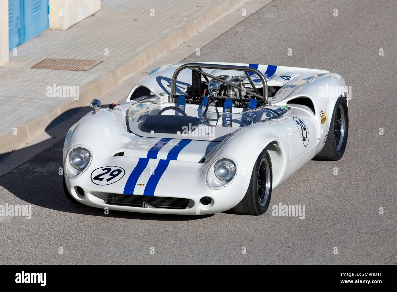 Front view of Lola T70 MkII Spyder sports car Stock Photo
