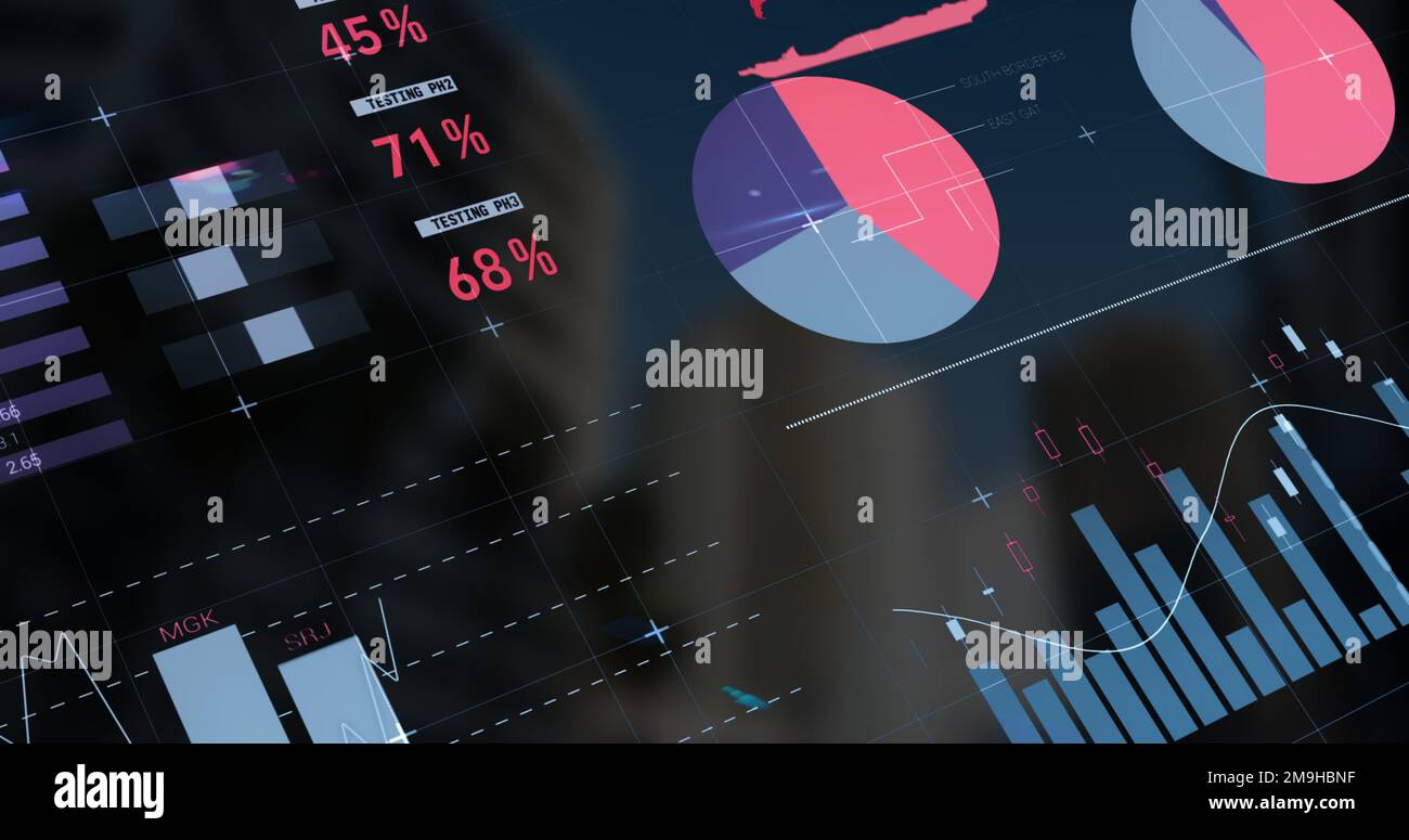 Image of data processing over landscape Stock Photo - Alamy