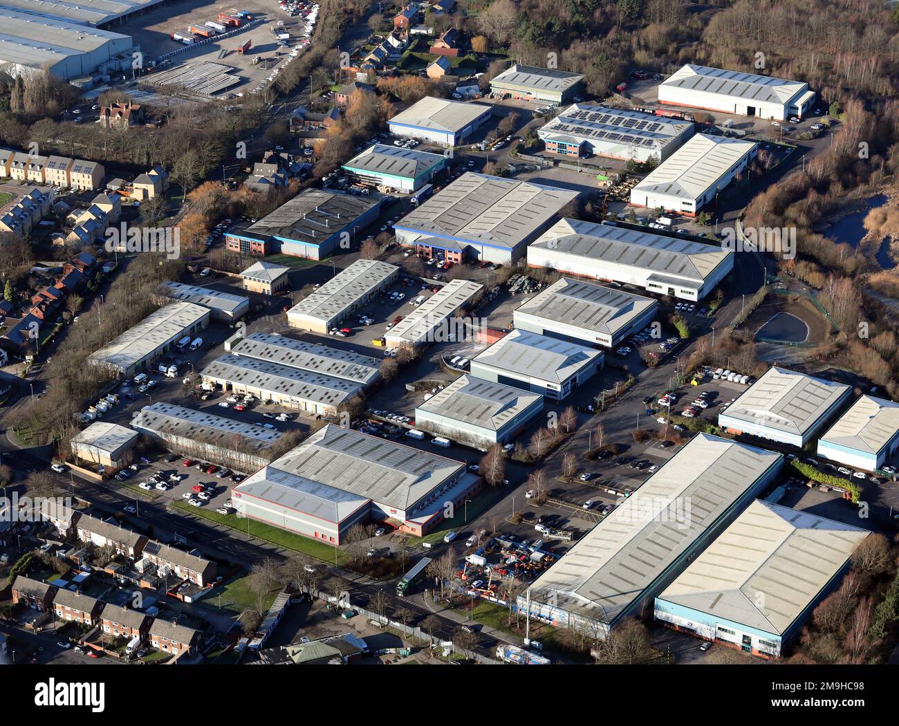 aerial view of Whitwood Enterprise Park, Castleford, West Yorkshire Stock Photo