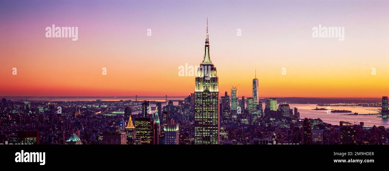 Empire State Building at dusk, New York City, USA Stock Photo