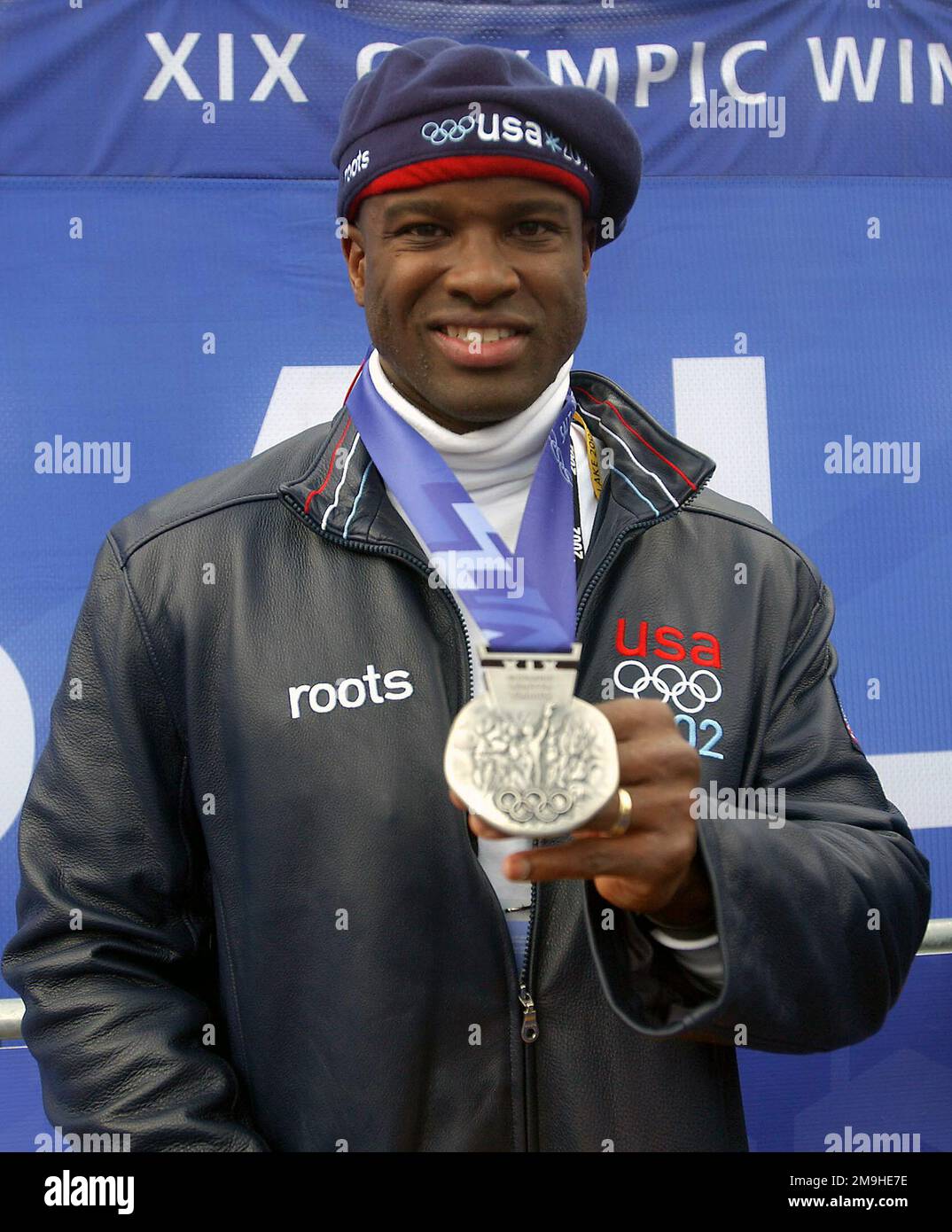 Army reservist First Lieutenant Garrett Hines shows off his newly