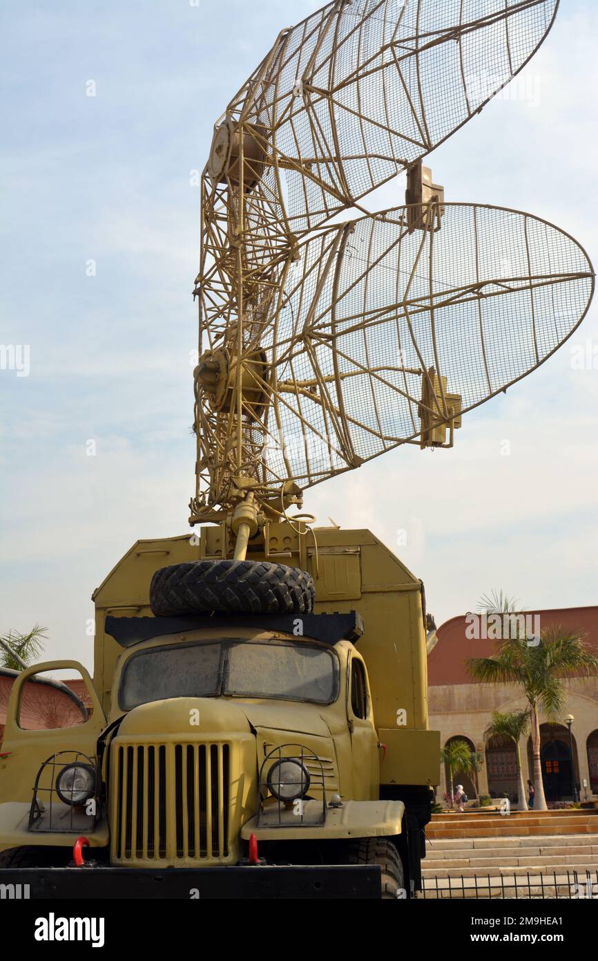 Cairo, Egypt, January 7 2023: Old vintage retro USSR Russian P-15 radar Soviet Union range 150 KM from the Egyptian national military museum in Cairo Stock Photo