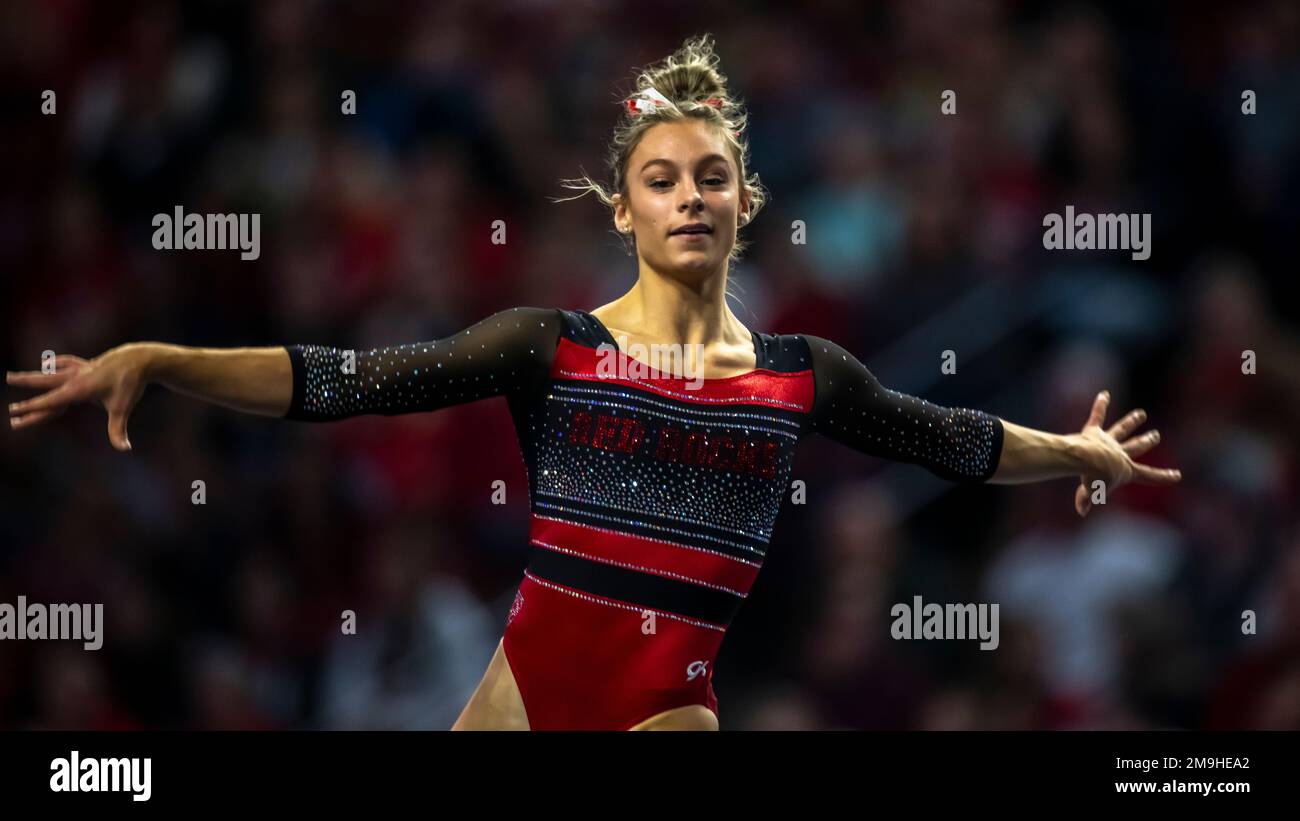 Utah gymnast Grace McCallum performs her floor routine during an NCAA