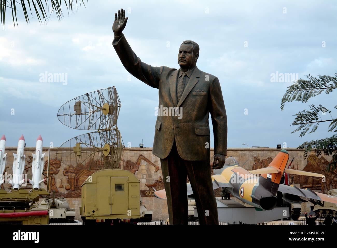 Cairo, Egypt, January 7 2023: Gamal Abdel Nasser statue, the second president of Egypt, Egyptian revolution leader, from the Egyptian national militar Stock Photo