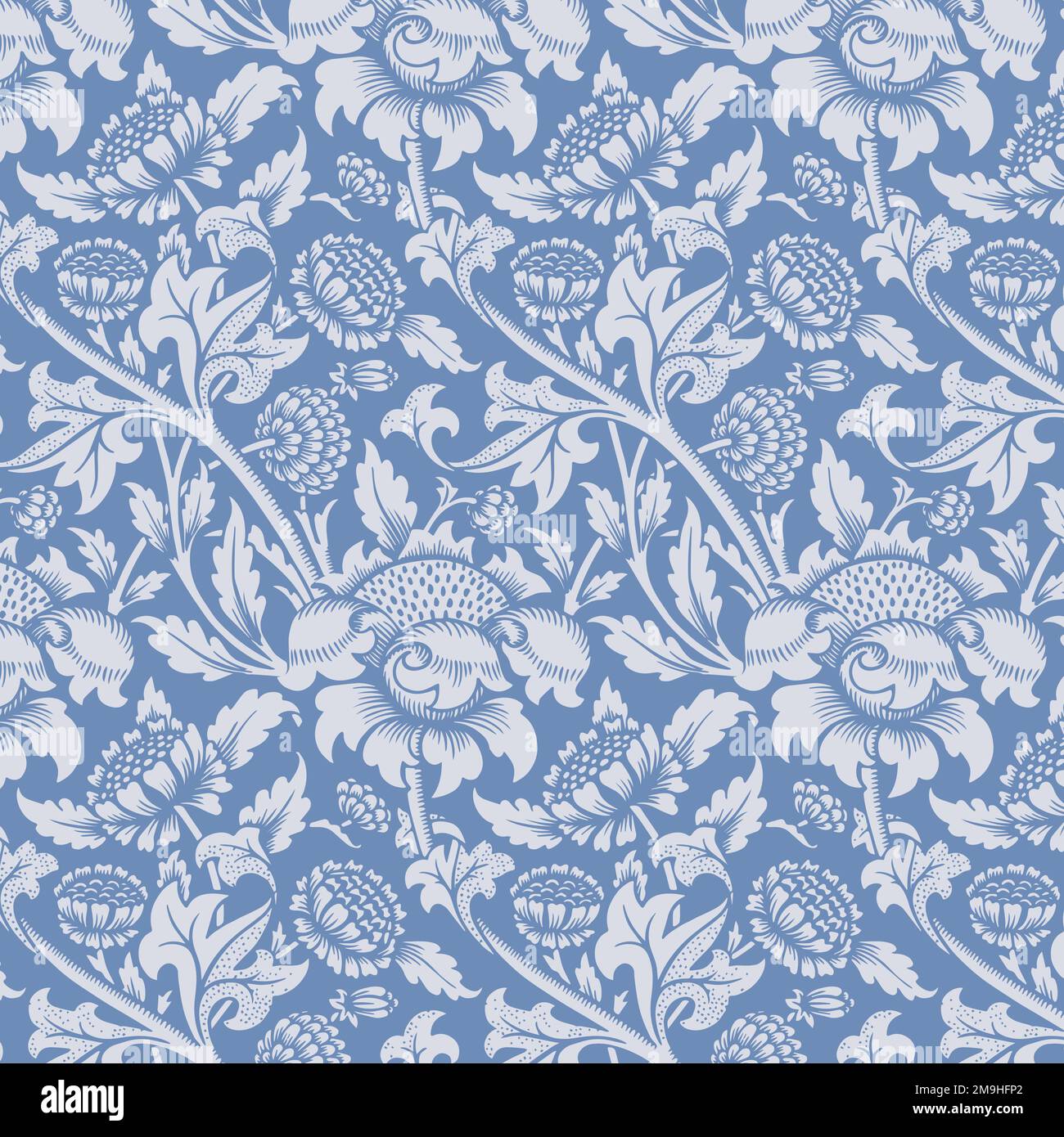 Floral ornament blue seamless pattern background vector Stock Vector ...