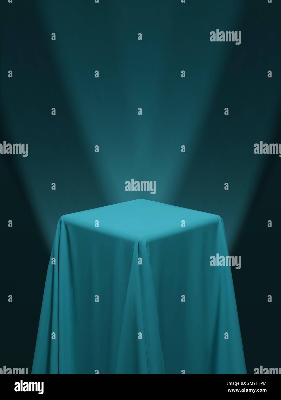 Teal green blue fabric covering a cube or a table vector illustration Stock Vector