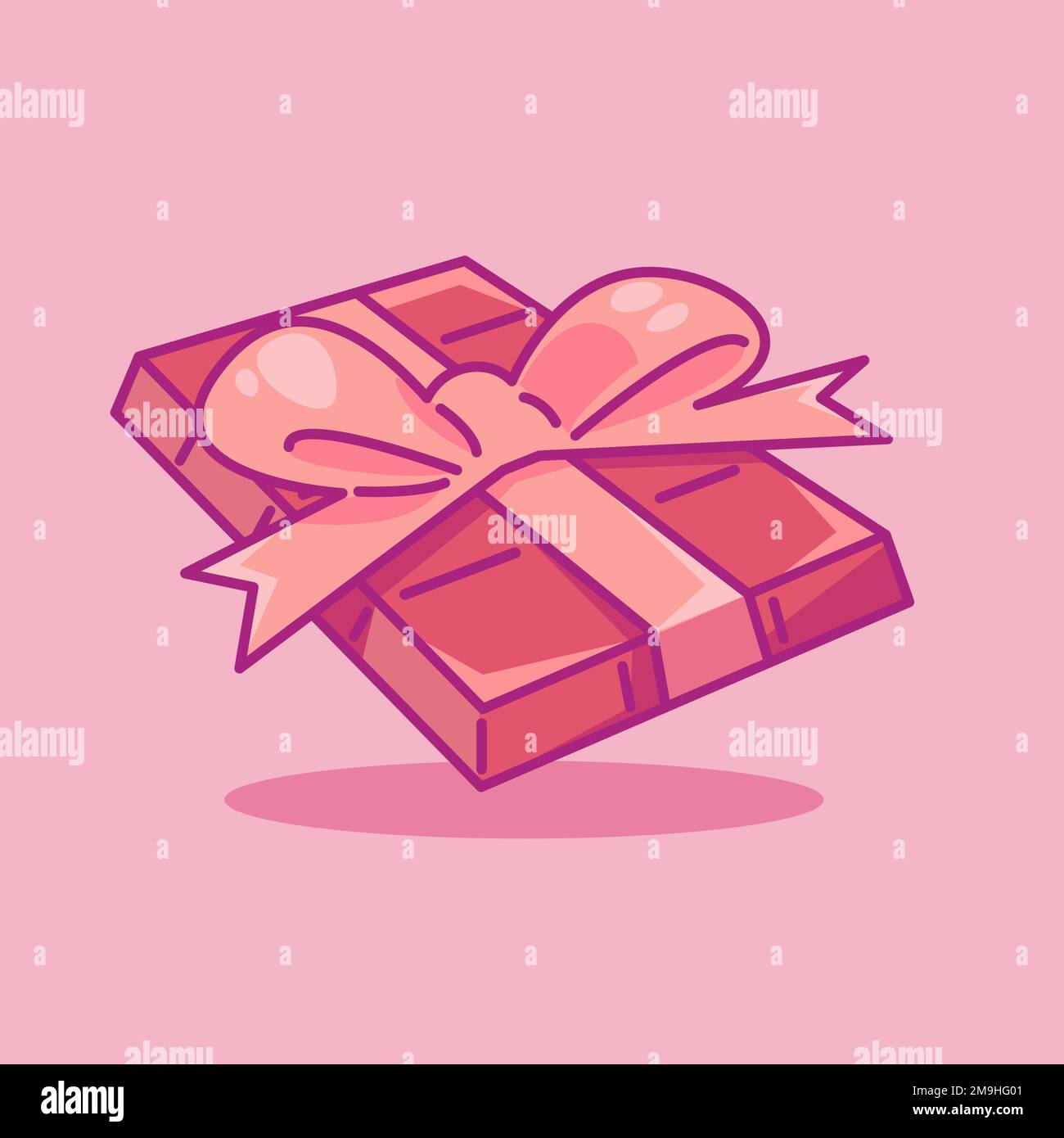 valentines day gift flat vector illustration. Cute gift valentine illustration. cute chocolate illustration. Stock Vector