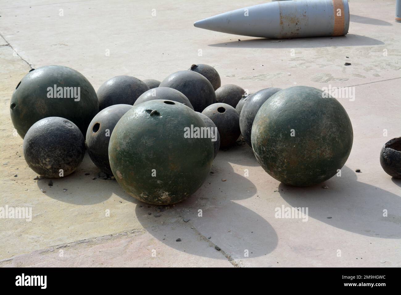 Cairo, Egypt, January 7 2023 Bombs of different types and sizes