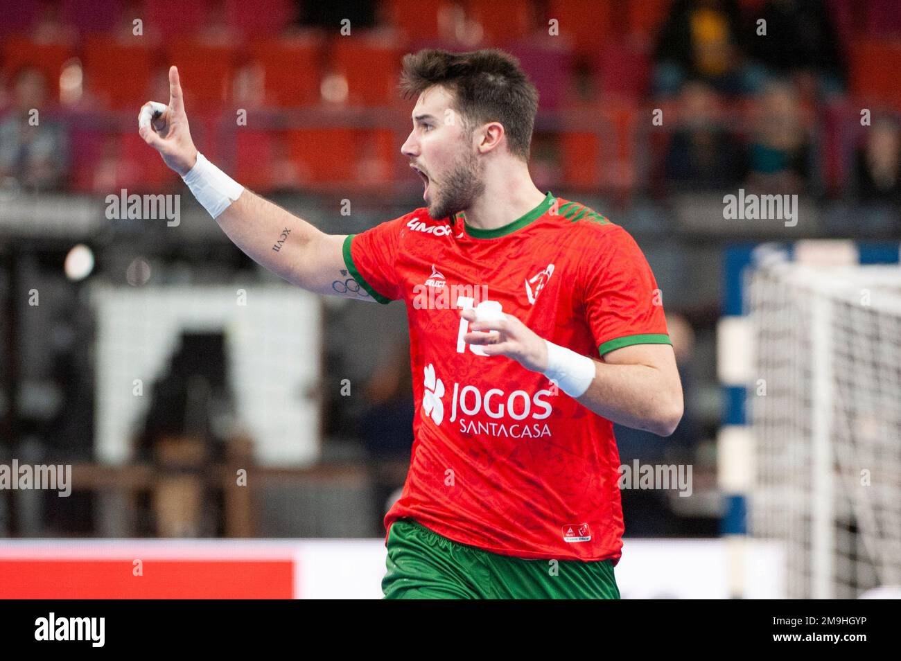 Gothenburg, Sweden. 18th Jan 2023. Miguel Martins of Portugal celebrates  during the 2023 IHF World Men's