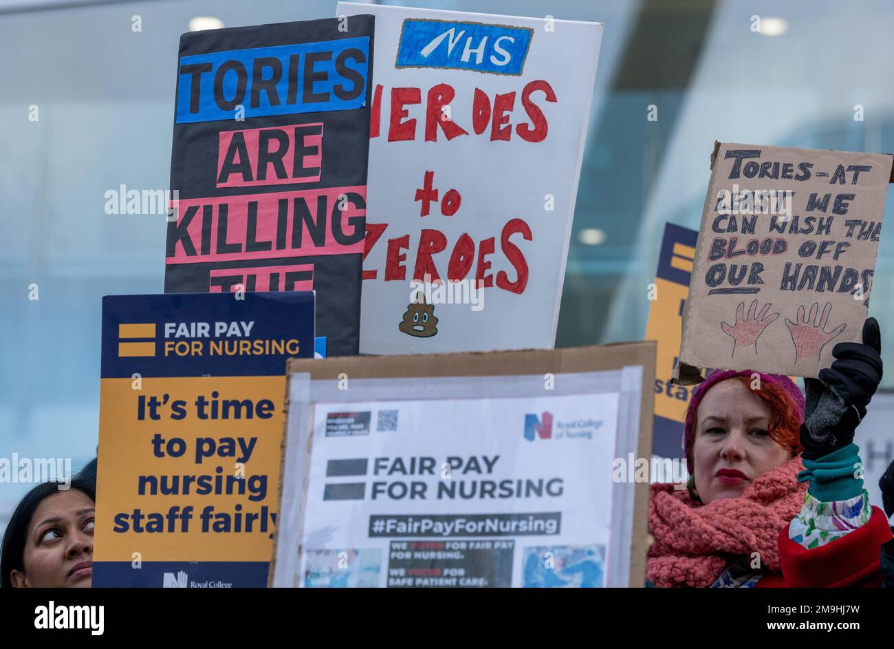 London, UK. 18th Jan, 2023. NHS Nurses strike picket line at UCL