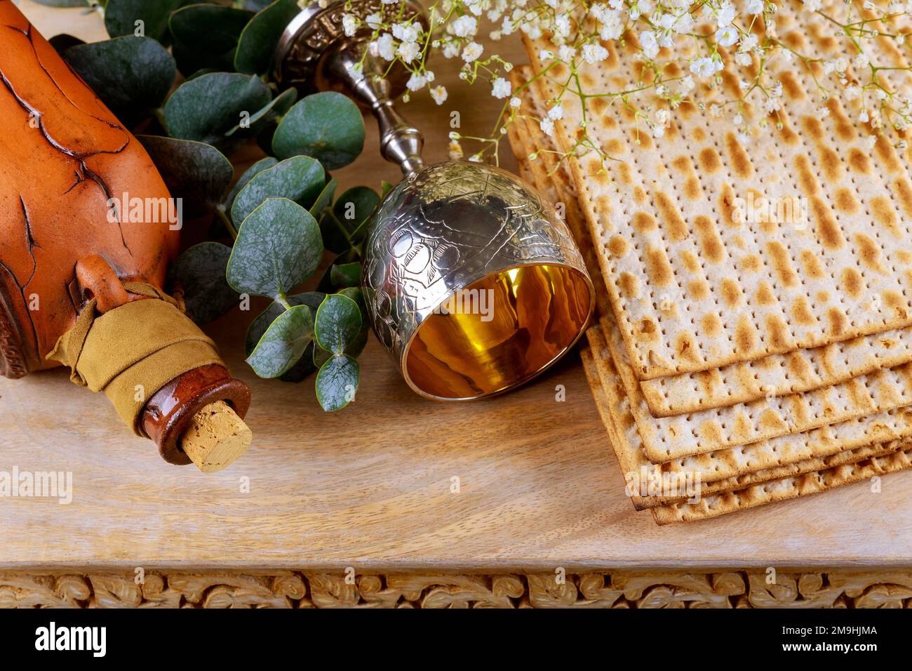 Unleavened bread matzah is traditionally used for Jewish holiday Pesach